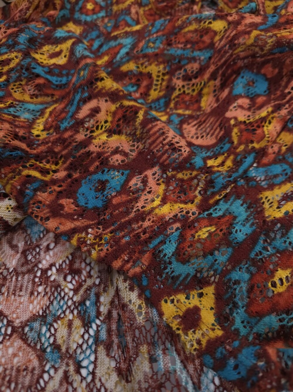 Cato Boho Printed Sheer Blouse in Rust Multicolor Sz L - Picture 10 of 11